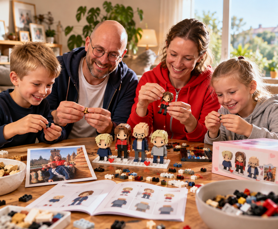 cadeau personnalisé famille avec figurine représentant  la famille