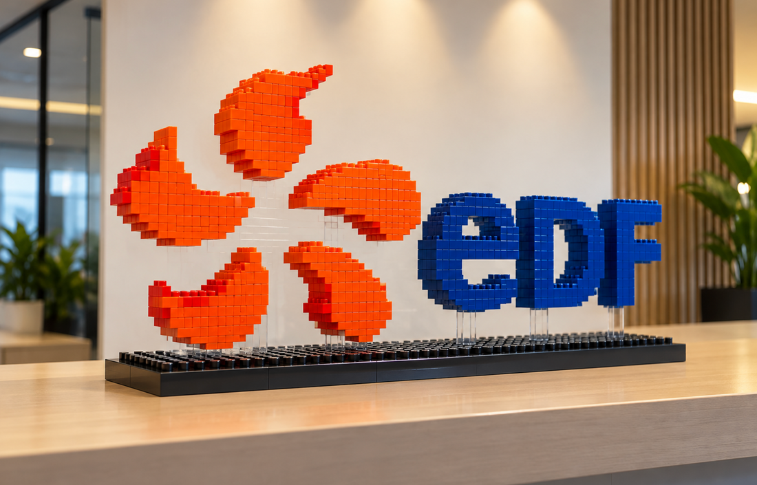 logo en lego personnalisé sur un bureau corporate